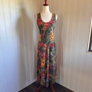 Vintage 90s/Y2K Boho Tie-dye Maxi Dress XL